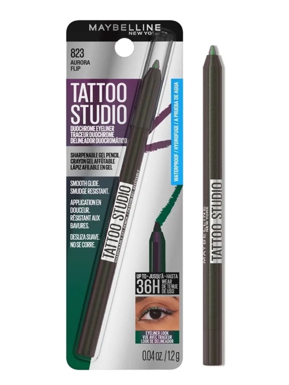 Maybelline Tattoo Studio Waterproof Gel Eyeliner Pencil - Aurora Flip, NEW